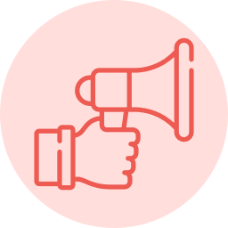 Digital advertising icon showing a hand holding a megaphone