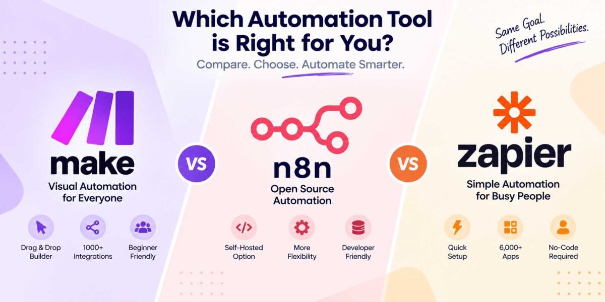 n8n vs Zapier vs Make automation tool comparison 2026